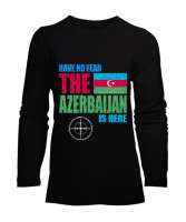 Azerbaycan,Azerbaijan,Azerbaycan Bayrağı,Azerbaycan logosu. Siyah Kadın Uzun Kol Tişört - Tisho