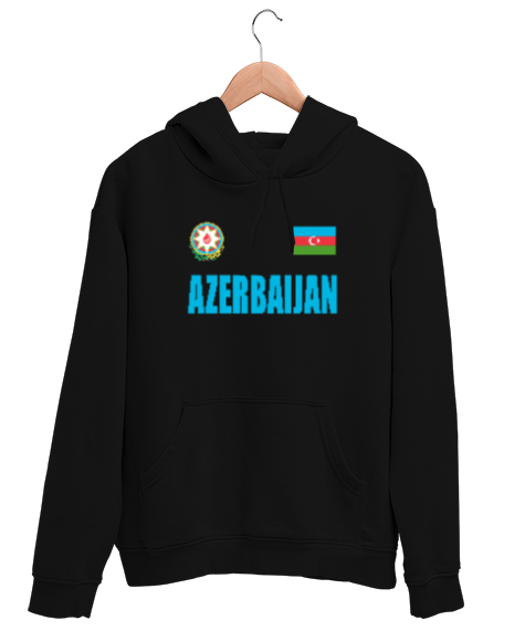 Tisho - Azerbaycan,Azerbaijan,Azerbaycan Bayrağı,Azerbaycan logosu. Siyah Unisex Kapşonlu Sweatshirt