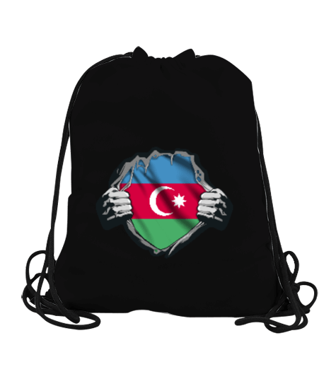 Tisho - Azerbaycan,Azerbaycan ve Türkiye,Azerbaycan Bayrağı,Türkiye Bayrağı. Büzgülü Spor Çanta