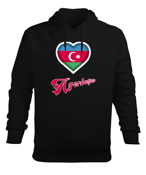 Tisho - Azerbaycan,Azerbaycan ve Türkiye,Azerbaycan Bayrağı,Türkiye Bayrağı. Erkek Kapüşonlu Hoodie Sweatshirt