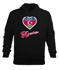 Azerbaycan,Azerbaycan ve Türkiye,Azerbaycan Bayrağı,Türkiye Bayrağı. Erkek Kapüşonlu Hoodie Sweatshirt - Tisho