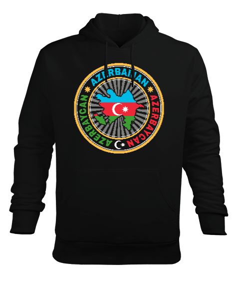 Azerbaycan,Azerbaycan ve Türkiye,Azerbaycan Bayrağı,Türkiye Bayrağı. Erkek Kapüşonlu Hoodie Sweatshirt - Tisho