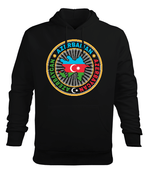 Tisho - Azerbaycan,Azerbaycan ve Türkiye,Azerbaycan Bayrağı,Türkiye Bayrağı. Erkek Kapüşonlu Hoodie Sweatshirt