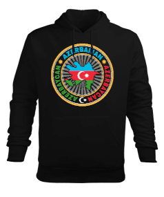 Azerbaycan,Azerbaycan ve Türkiye,Azerbaycan Bayrağı,Türkiye Bayrağı. Erkek Kapüşonlu Hoodie Sweatshirt - Tisho