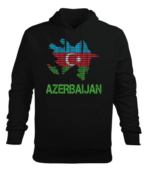 Tisho - Azerbaycan,Azerbaycan ve Türkiye,Azerbaycan Bayrağı,Türkiye Bayrağı. Erkek Kapüşonlu Hoodie Sweatshirt