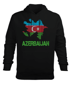 Tisho - Azerbaycan,Azerbaycan ve Türkiye,Azerbaycan Bayrağı,Türkiye Bayrağı. Erkek Kapüşonlu Hoodie Sweatshirt