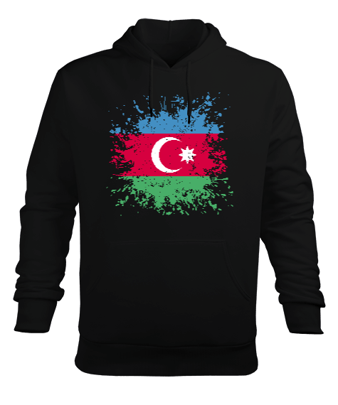 Tisho - Azerbaycan,Azerbaycan ve Türkiye,Azerbaycan Bayrağı,Türkiye Bayrağı. Erkek Kapüşonlu Hoodie Sweatshirt