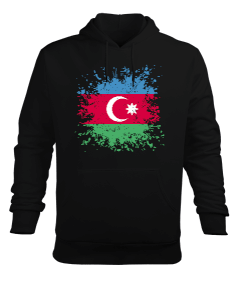 Azerbaycan,Azerbaycan ve Türkiye,Azerbaycan Bayrağı,Türkiye Bayrağı. Erkek Kapüşonlu Hoodie Sweatshirt - Tisho