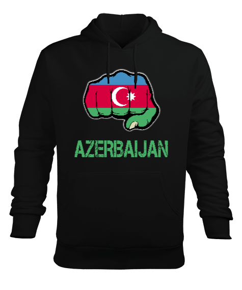 Azerbaycan,Azerbaycan ve Türkiye,Azerbaycan Bayrağı,Türkiye Bayrağı. Erkek Kapüşonlu Hoodie Sweatshirt - Tisho