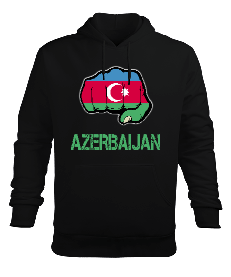 Tisho - Azerbaycan,Azerbaycan ve Türkiye,Azerbaycan Bayrağı,Türkiye Bayrağı. Erkek Kapüşonlu Hoodie Sweatshirt