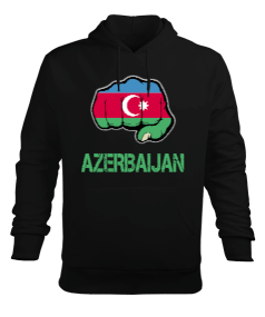 Azerbaycan,Azerbaycan ve Türkiye,Azerbaycan Bayrağı,Türkiye Bayrağı. Erkek Kapüşonlu Hoodie Sweatshirt - Tisho