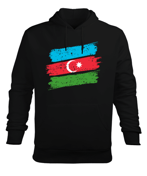 Tisho - Azerbaycan,Azerbaycan ve Türkiye,Azerbaycan Bayrağı,Türkiye Bayrağı. Erkek Kapüşonlu Hoodie Sweatshirt