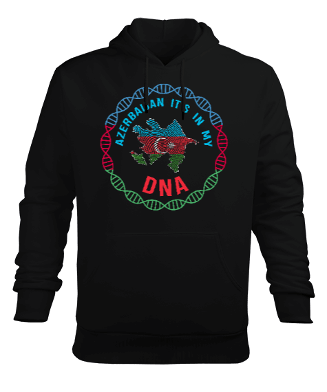 Azerbaycan,Azerbaycan ve Türkiye,Azerbaycan Bayrağı,Türkiye Bayrağı. Erkek Kapüşonlu Hoodie Sweatshirt - Tisho