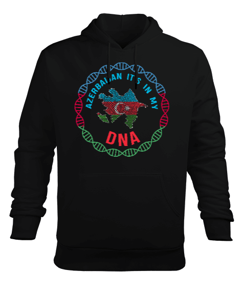 Tisho - Azerbaycan,Azerbaycan ve Türkiye,Azerbaycan Bayrağı,Türkiye Bayrağı. Erkek Kapüşonlu Hoodie Sweatshirt