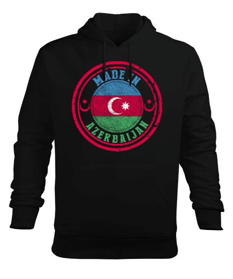 Azerbaycan,Azerbaycan ve Türkiye,Azerbaycan Bayrağı,Türkiye Bayrağı. Erkek Kapüşonlu Hoodie Sweatshirt - Tisho