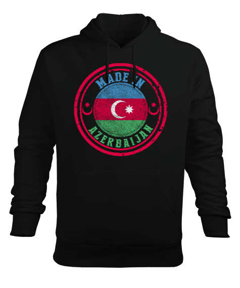 Tisho - Azerbaycan,Azerbaycan ve Türkiye,Azerbaycan Bayrağı,Türkiye Bayrağı. Erkek Kapüşonlu Hoodie Sweatshirt