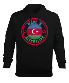Azerbaycan,Azerbaycan ve Türkiye,Azerbaycan Bayrağı,Türkiye Bayrağı. Erkek Kapüşonlu Hoodie Sweatshirt - Tisho