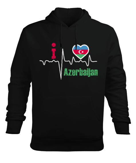 Azerbaycan,Azerbaycan ve Türkiye,Azerbaycan Bayrağı,Türkiye Bayrağı. Erkek Kapüşonlu Hoodie Sweatshirt - Tisho