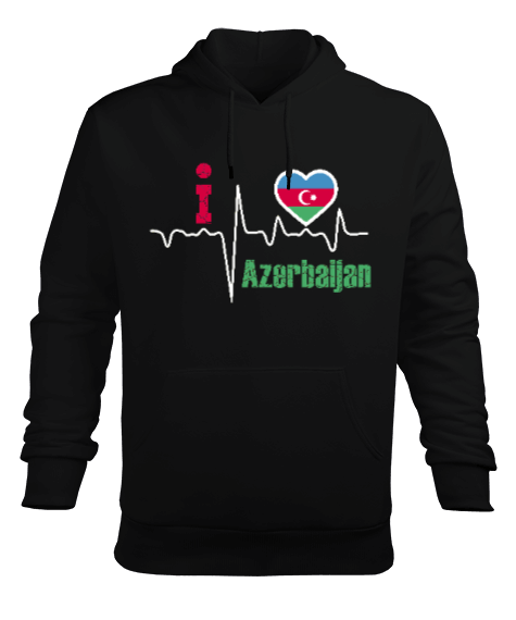 Tisho - Azerbaycan,Azerbaycan ve Türkiye,Azerbaycan Bayrağı,Türkiye Bayrağı. Erkek Kapüşonlu Hoodie Sweatshirt