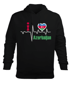 Azerbaycan,Azerbaycan ve Türkiye,Azerbaycan Bayrağı,Türkiye Bayrağı. Erkek Kapüşonlu Hoodie Sweatshirt - Tisho