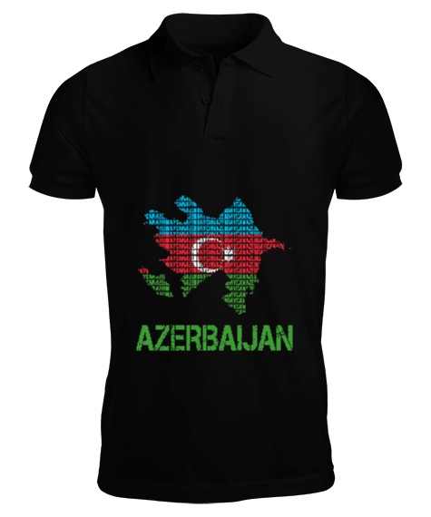 Tisho - Azerbaycan,Azerbaycan ve Türkiye,Azerbaycan Bayrağı,Türkiye Bayrağı. Erkek Kısa Kol Polo Yaka