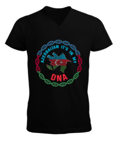 Azerbaycan,Azerbaycan ve Türkiye,Azerbaycan Bayrağı,Türkiye Bayrağı. Erkek Kısa Kol V Yaka Tişört - Tisho