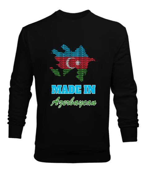 Tisho - Azerbaycan,Azerbaycan ve Türkiye,Azerbaycan Bayrağı,Türkiye Bayrağı. Erkek Sweatshirt