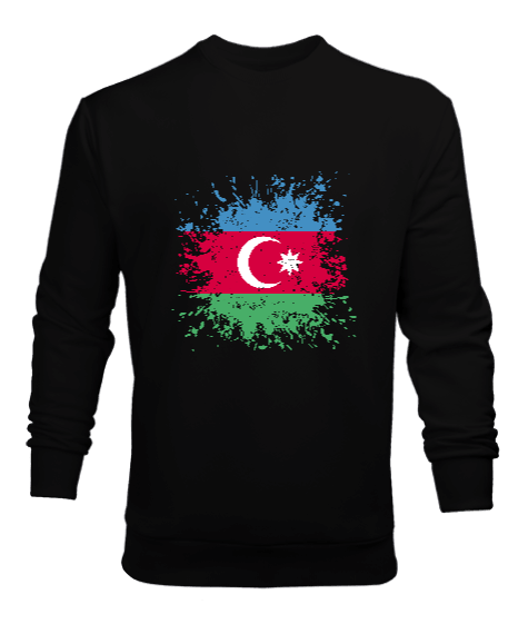 Tisho - Azerbaycan,Azerbaycan ve Türkiye,Azerbaycan Bayrağı,Türkiye Bayrağı. Erkek Sweatshirt