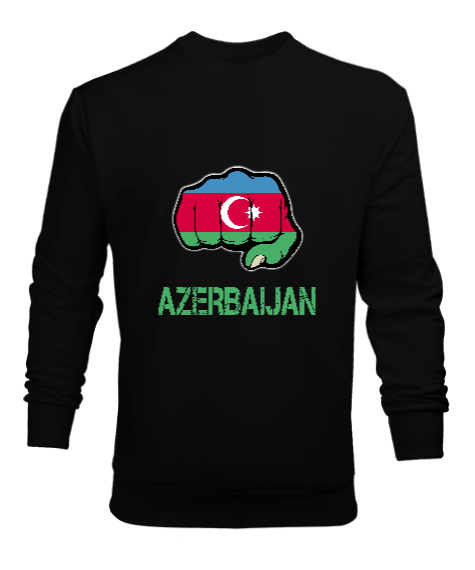 Tisho - Azerbaycan,Azerbaycan ve Türkiye,Azerbaycan Bayrağı,Türkiye Bayrağı. Erkek Sweatshirt