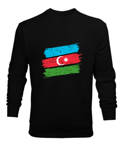 Tisho - Azerbaycan,Azerbaycan ve Türkiye,Azerbaycan Bayrağı,Türkiye Bayrağı. Erkek Sweatshirt