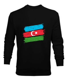 Azerbaycan,Azerbaycan ve Türkiye,Azerbaycan Bayrağı,Türkiye Bayrağı. Erkek Sweatshirt - Tisho