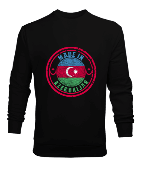 Azerbaycan,Azerbaycan ve Türkiye,Azerbaycan Bayrağı,Türkiye Bayrağı. Erkek Sweatshirt