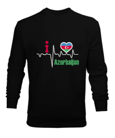 Azerbaycan,Azerbaycan ve Türkiye,Azerbaycan Bayrağı,Türkiye Bayrağı. Erkek Sweatshirt - Tisho