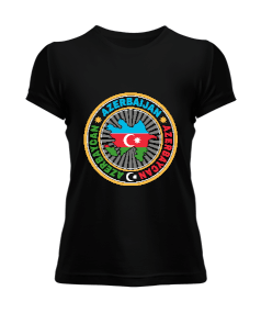 Azerbaycan,Azerbaycan ve Türkiye,Azerbaycan Bayrağı,Türkiye Bayrağı. Kadın Tişört - Tisho