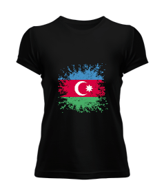 Azerbaycan,Azerbaycan ve Türkiye,Azerbaycan Bayrağı,Türkiye Bayrağı. Kadın Tişört - Tisho