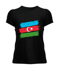 Azerbaycan,Azerbaycan ve Türkiye,Azerbaycan Bayrağı,Türkiye Bayrağı. Kadın Tişört - Tisho