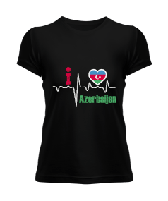 Azerbaycan,Azerbaycan ve Türkiye,Azerbaycan Bayrağı,Türkiye Bayrağı. Kadın Tişört - Tisho