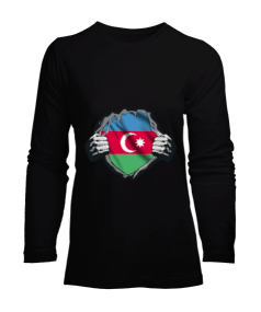 Azerbaycan,Azerbaycan ve Türkiye,Azerbaycan Bayrağı,Türkiye Bayrağı. Kadın Uzun Kol Tişört - Tisho