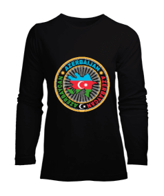 Azerbaycan,Azerbaycan ve Türkiye,Azerbaycan Bayrağı,Türkiye Bayrağı. Kadın Uzun Kol Tişört - Tisho