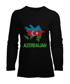 Azerbaycan,Azerbaycan ve Türkiye,Azerbaycan Bayrağı,Türkiye Bayrağı. Kadın Uzun Kol Tişört - Tisho
