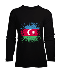 Azerbaycan,Azerbaycan ve Türkiye,Azerbaycan Bayrağı,Türkiye Bayrağı. Kadın Uzun Kol Tişört - Tisho