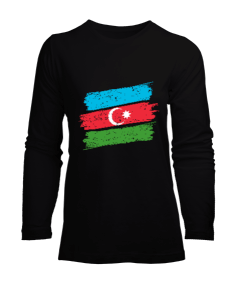Azerbaycan,Azerbaycan ve Türkiye,Azerbaycan Bayrağı,Türkiye Bayrağı. Kadın Uzun Kol Tişört - Tisho