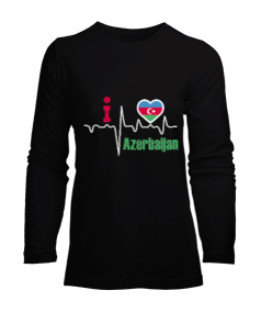 Azerbaycan,Azerbaycan ve Türkiye,Azerbaycan Bayrağı,Türkiye Bayrağı. Kadın Uzun Kol Tişört - Tisho