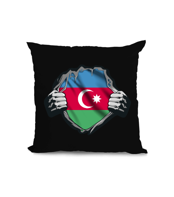 Tisho - Azerbaycan,Azerbaycan ve Türkiye,Azerbaycan Bayrağı,Türkiye Bayrağı. Kare Yastık