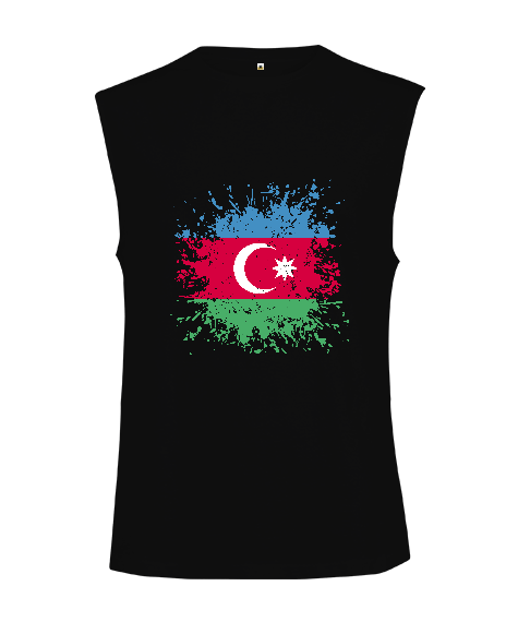 Tisho - Azerbaycan,Azerbaycan ve Türkiye,Azerbaycan Bayrağı,Türkiye Bayrağı. Kesik Kol Unisex Tişört