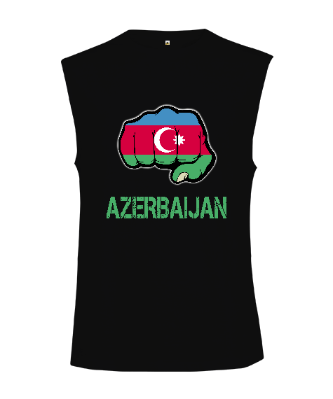 Tisho - Azerbaycan,Azerbaycan ve Türkiye,Azerbaycan Bayrağı,Türkiye Bayrağı. Kesik Kol Unisex Tişört