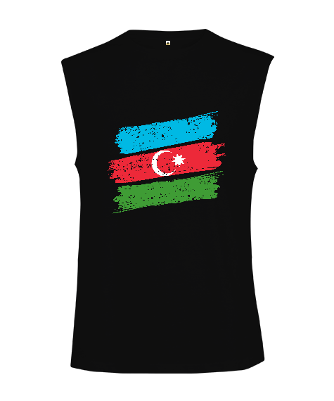 Tisho - Azerbaycan,Azerbaycan ve Türkiye,Azerbaycan Bayrağı,Türkiye Bayrağı. Kesik Kol Unisex Tişört