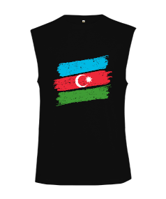 Azerbaycan,Azerbaycan ve Türkiye,Azerbaycan Bayrağı,Türkiye Bayrağı. Kesik Kol Unisex Tişört - Tisho