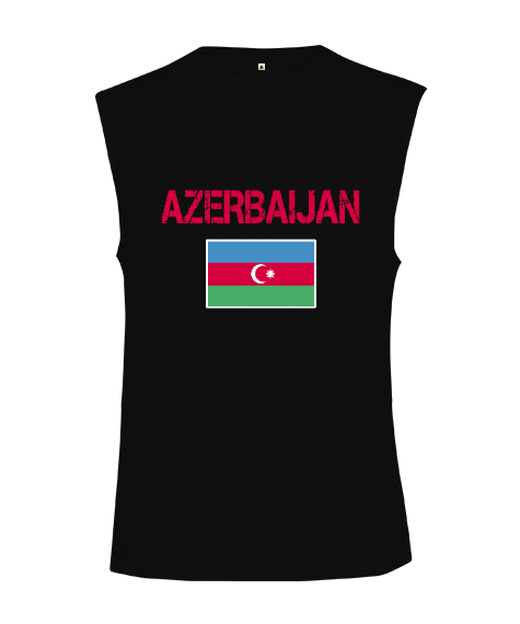 Tisho - Azerbaycan,Azerbaycan ve Türkiye,Azerbaycan Bayrağı,Türkiye Bayrağı. Kesik Kol Unisex Tişört