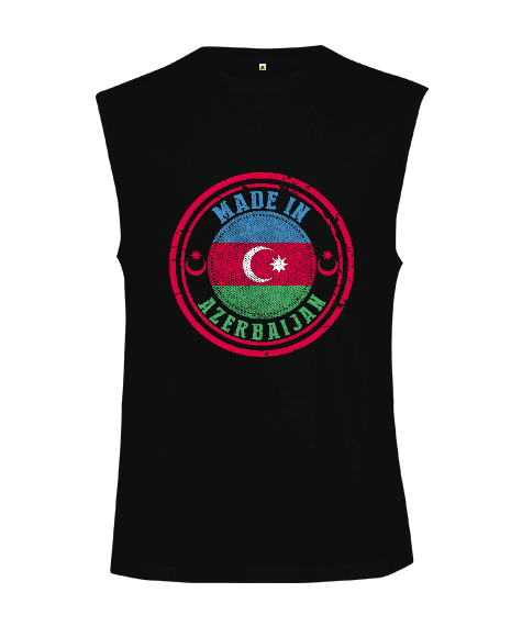 Tisho - Azerbaycan,Azerbaycan ve Türkiye,Azerbaycan Bayrağı,Türkiye Bayrağı. Kesik Kol Unisex Tişört